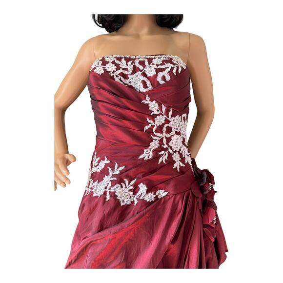 Burgandy Ball Gown Sweetheart Beading Long Taffeta Quinceanera Dress size Medium - Picture 4 of 16